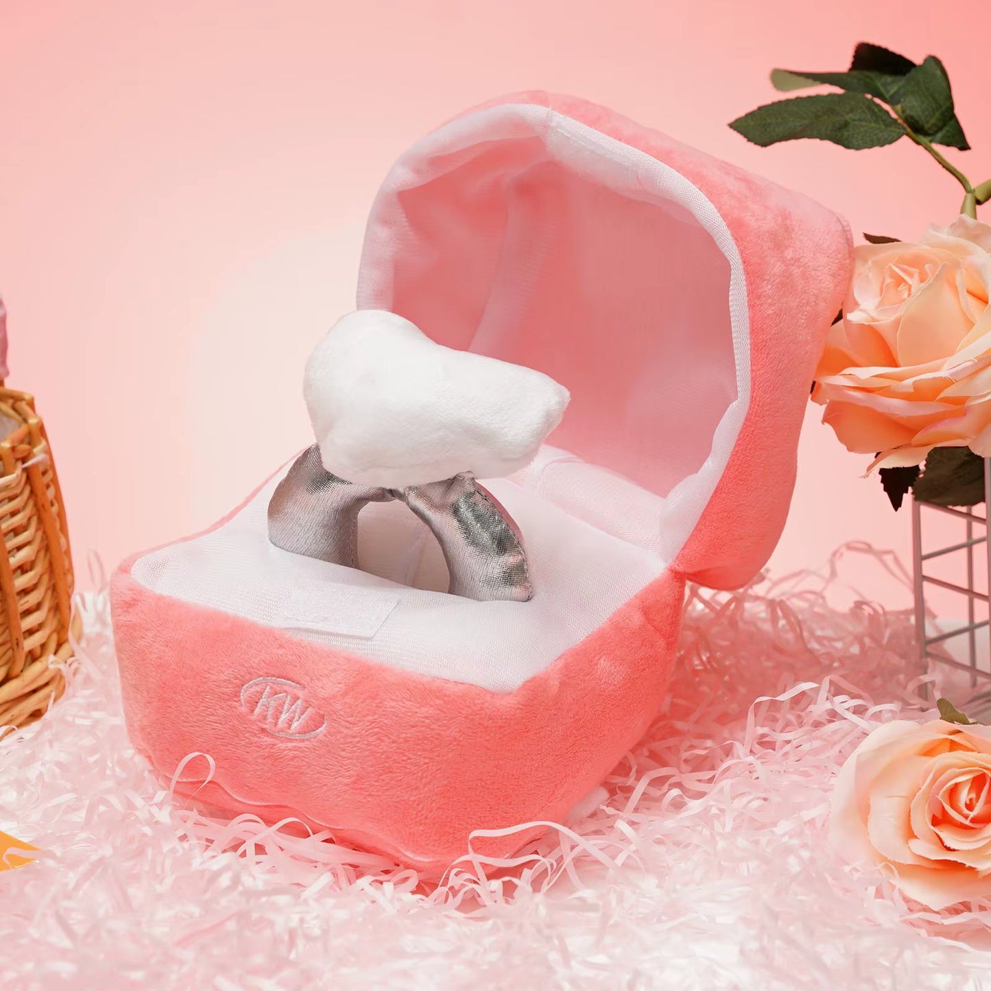 Cute Ring Box Plush Toy Heart Shape Diamond Ring